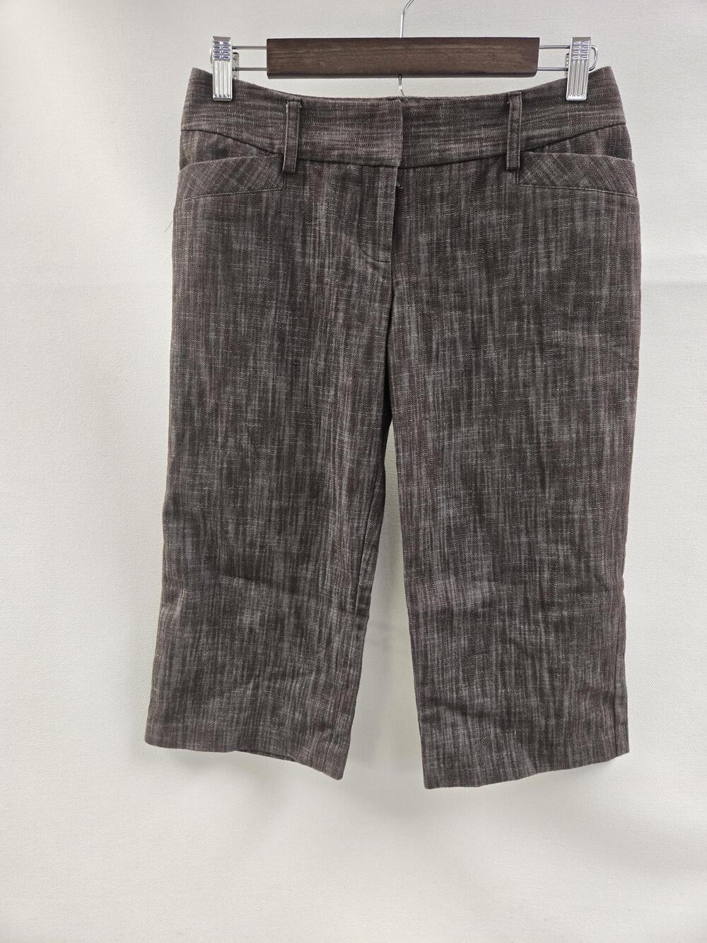 BCX Pants Womens 5 Brown Crop Trouser Slacks Stretch Casual Pocket Button Back